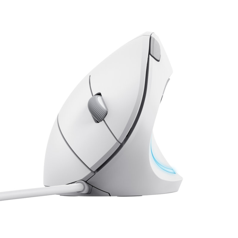 Mouse Vertical Trust Verto con luz LED y cable USB Blanco
