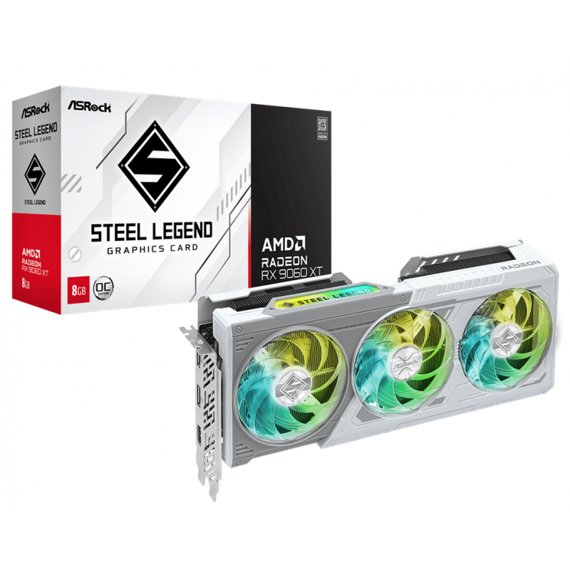 Placa De Video Asrock Radeon Rx9060Xt 8GB Oc Steel Legend White