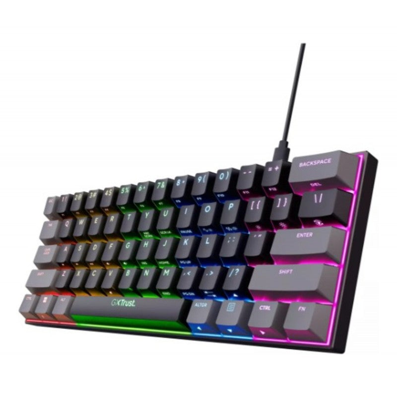 Teclado Gamer Mecánico Trust GXT 867 Acira 60% ultra compacto RGB