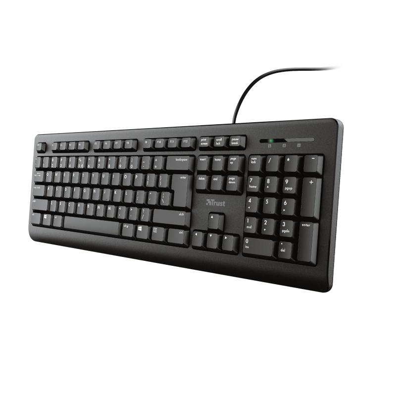 Teclado Trust Primo silencioso y resistente a salpicaduras USB Negro