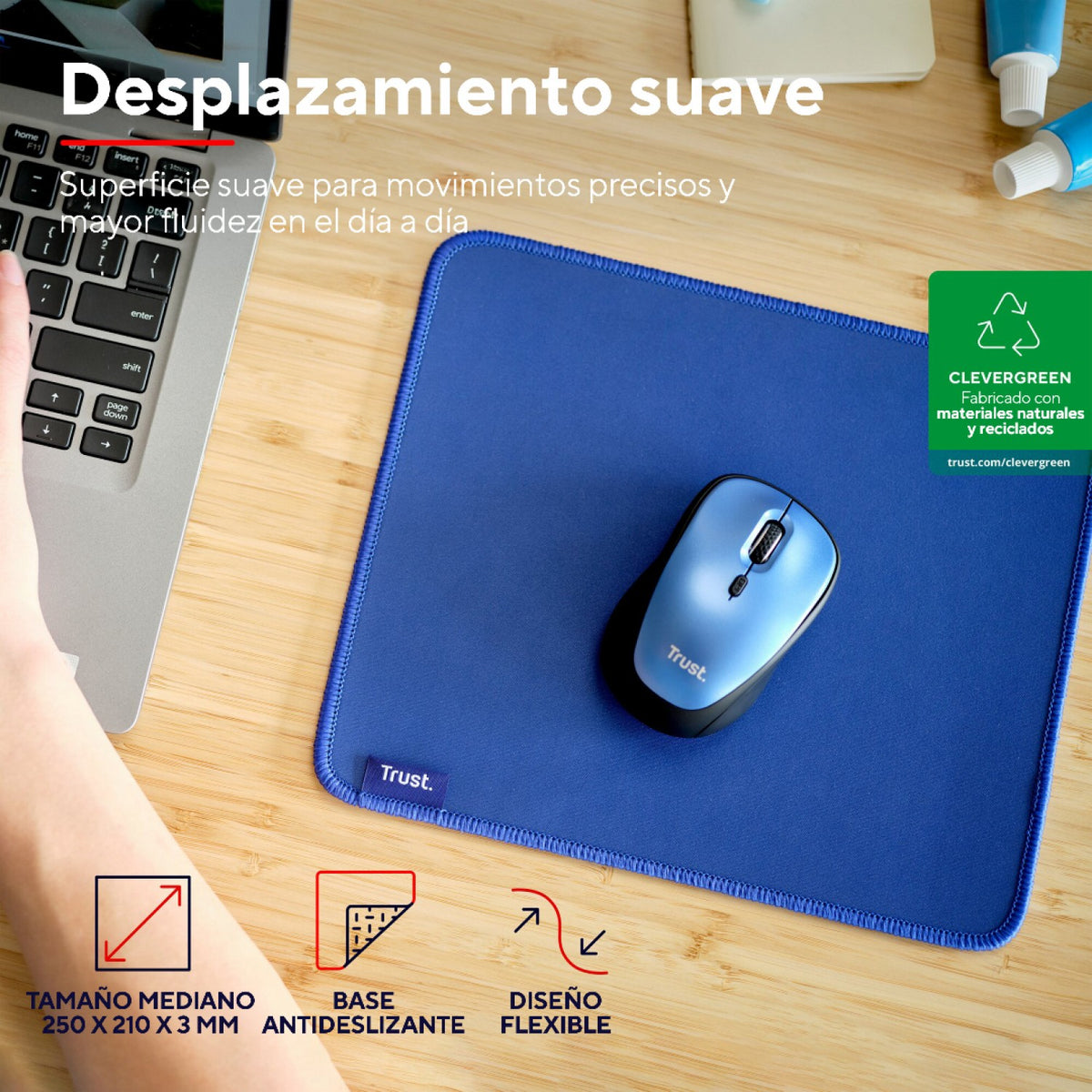 Mouse Pad Trust Boye Ecológico resistente y antideslizante Azul - foto 2