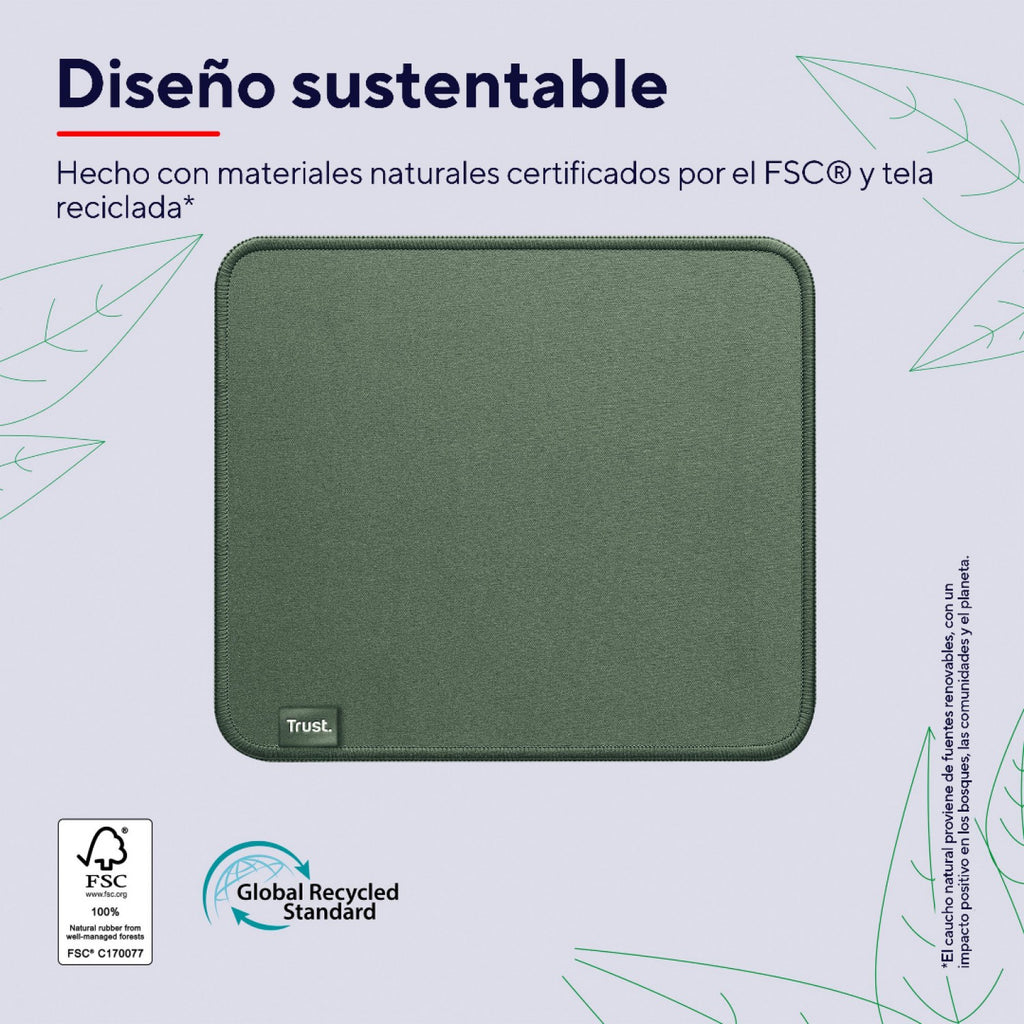 Mouse Pad Trust Boye Ecológico resistente y antideslizante Verde - foto 3