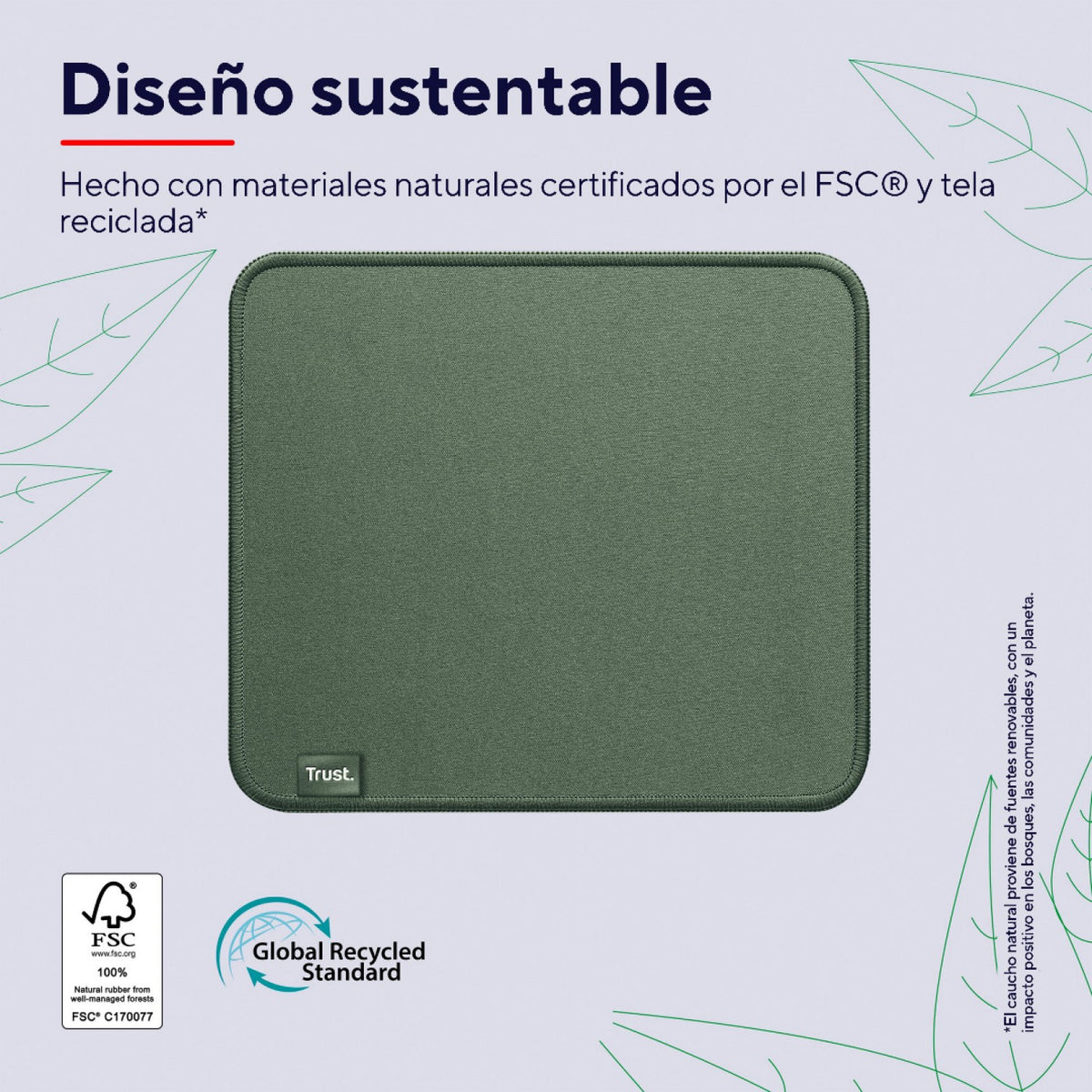 Mouse Pad Trust Boye Ecológico resistente y antideslizante Verde - foto 3