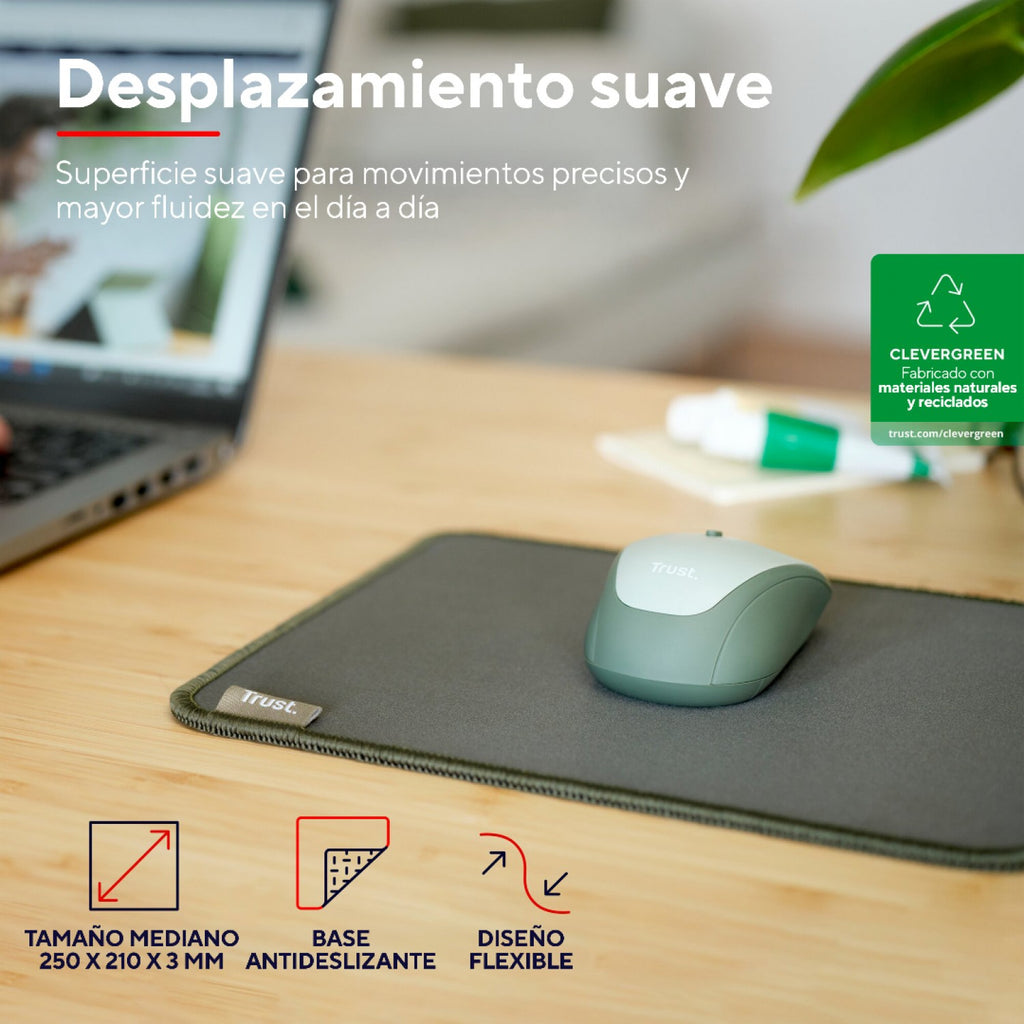 Mouse Pad Trust Boye Ecológico resistente y antideslizante Verde - foto 2