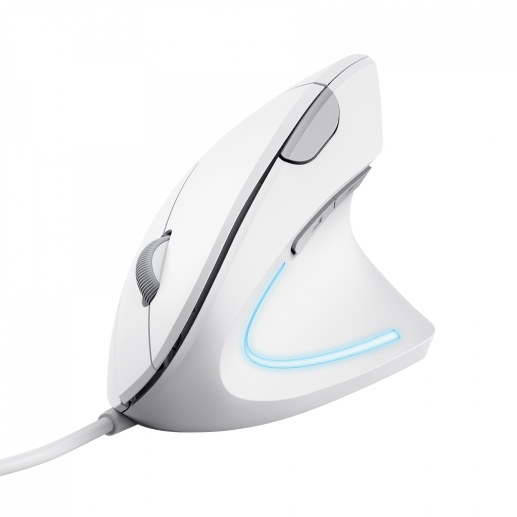 Mouse Vertical Trust Verto con luz LED y cable USB Blanco - foto 3