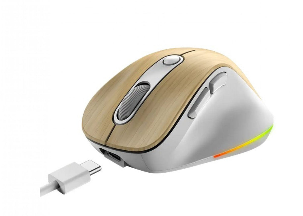 Mouse Wireless Mini Genius Ergo 9000S Pro Recargable Pine/Wood - foto 2