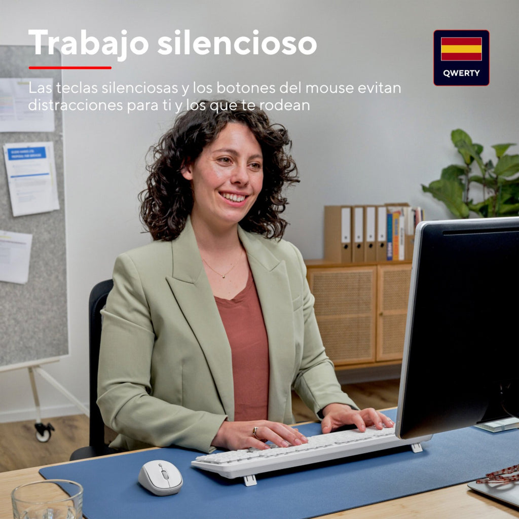 Set Inalámbrico Trust ODY II Teclado resistente + Mouse silencioso Blanco - foto 2